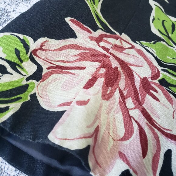 Vintage Bob Mackie Studio Black Floral Linen Lined Sleeveless Wrap Vest - Picture 13 of 14